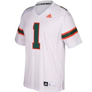 NCAA Miami Hurricanes Adidas White Football Jersey
